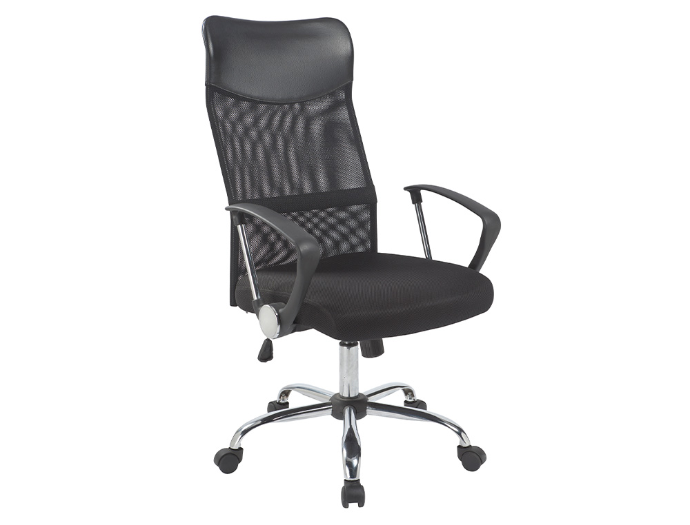 Sillón de dirección Q-Connect respaldo alto piel y malla negra